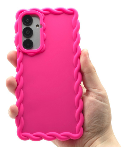 Funda + Mica Para Samsung A16 Case Protector Carcasa Rudo Crochet - Rosa Samsung A16