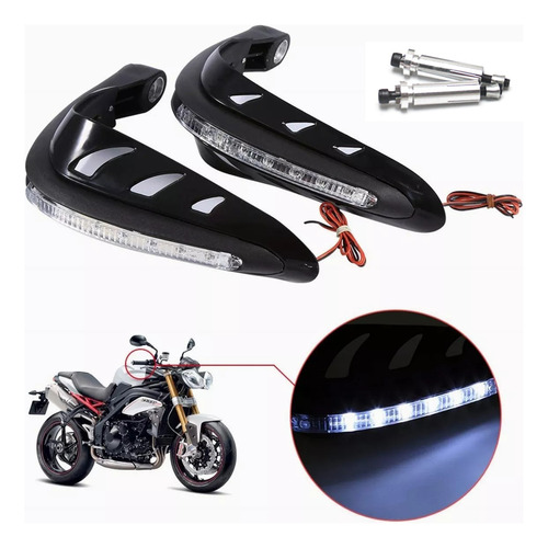 Protector De Puños Con Luz Led Para Italika 250z Ktm Pulsar 