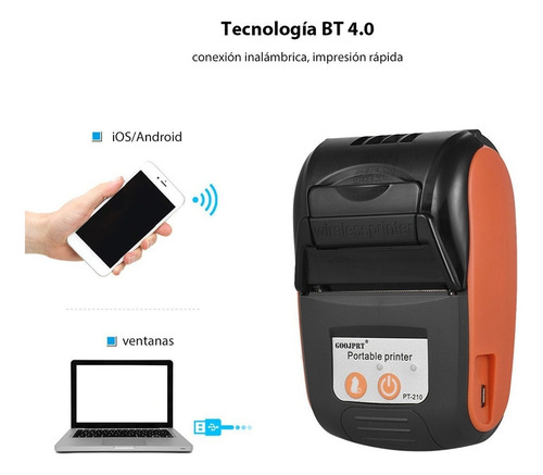 Impresora Térmica Portátil Inalámbrica Bluetooth (58mm)