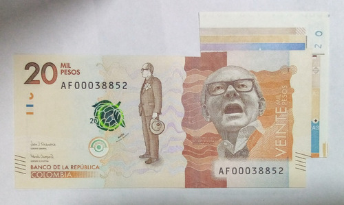 Billete 20000 Pesos 29/ago/2017 Colombia Unc Mariposa