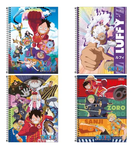 Kit 2 Cadernos One Piece Piratas Anime 10 Matérias 160folhas