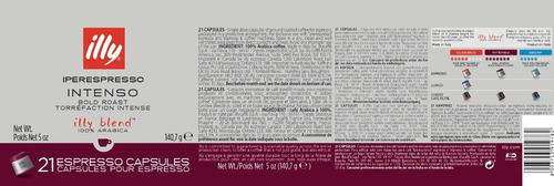 Imagen 3 de 3 de Cafe Illy, 21 Caps Iperespresso Intenso, 100% Arábica
