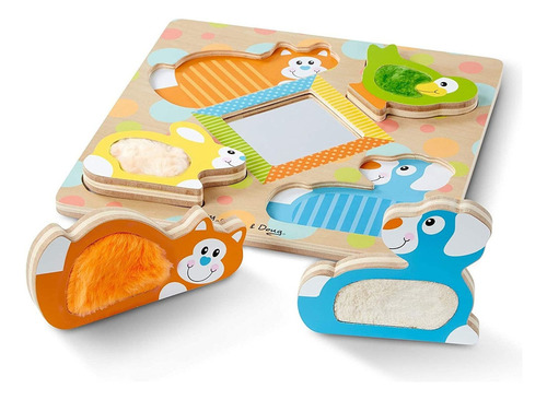 First Play Wooden Touch And Feel Puzzle Peek-a-boo Pe