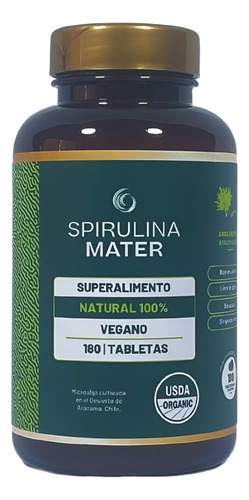 Spirulina Mater 100% Natural Frasco De Spirulina De 180 Tab
