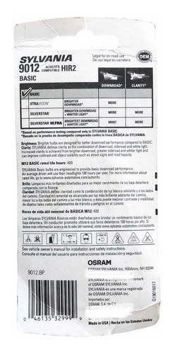 Foco Halógeno Osram Sylvania Oem Agencia 12v Hir2 9012 55w