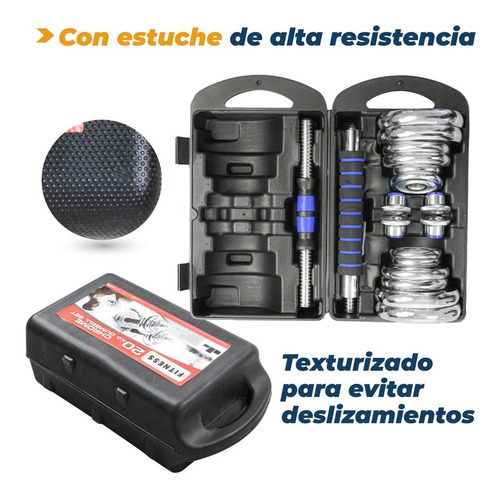 Kit De Mancuernas 20kg Pesas Con Barra Discos Ejercicio Yim Color Azul