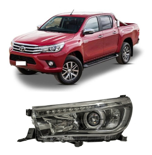 Optica Delantera Toyota Hilux 2016 Al 2019 C/ Lupa Y Led