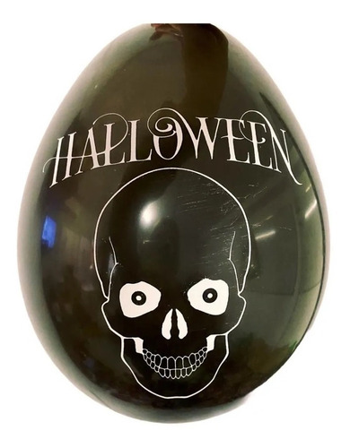 Imagen 3 de 5 de Globos Halloween Latex Esqueleto Calavera Calabaza X12 Surti