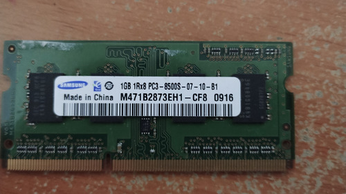Ram Ddr3 1 Gb Pc3-8500s 1066 Mhz Notebook Sodimm