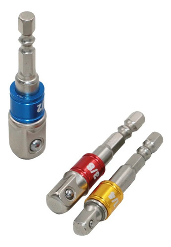 Juego 3 Piezas Adaptador Extension Enchufe 1/4 3/8 1/2 Plg
