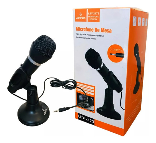 Microfone De Mesa 3.5mm Jogos De Voz Karaoke Live Musica