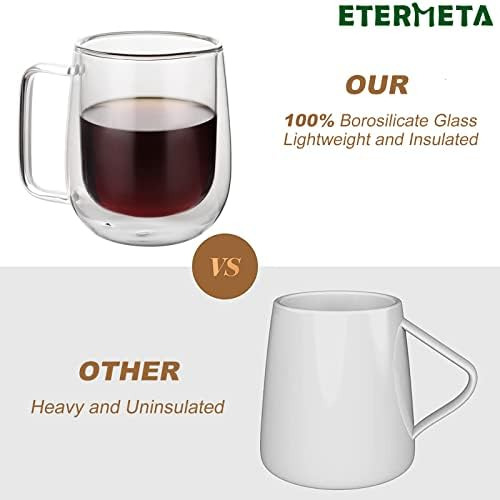 Etermeta - Juego De 2 Tazas De Café De Cristal Con Aislamien