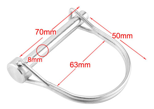 Pin De Acoplamiento De Seguridad 316 Plateado De 8 X 70 Mm,