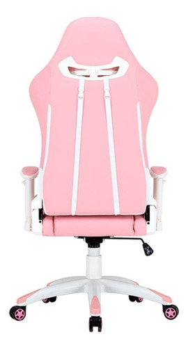 Imagen 5 de 6 de Silla de escritorio Meetion CHR16 MT-CHR16 gamer ergonómica rosa y blanca con tapizado de cuero sintético