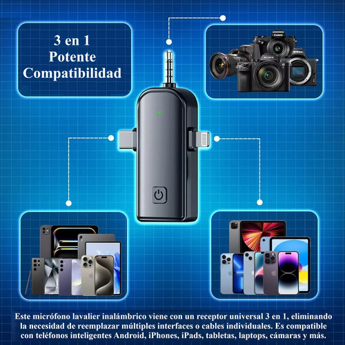 Micrófono Bt Inalámbrico Usb C Celular Tiktok Youtube Luob23 Gris Oscuro
