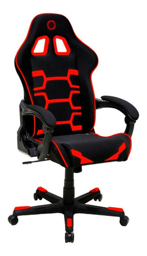 Silla de escritorio Nibio Savage NIB-GC112 gamer negra y roja con tapizado de cuero sintético