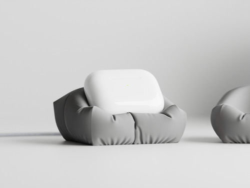Base Para Audífonos Airpods Universal Tipo Almohada Pillow Gris
