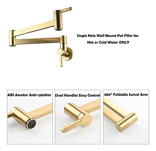 Grifo Para Llenar Ollas En Oro Cepillado, Montaje En Pared,