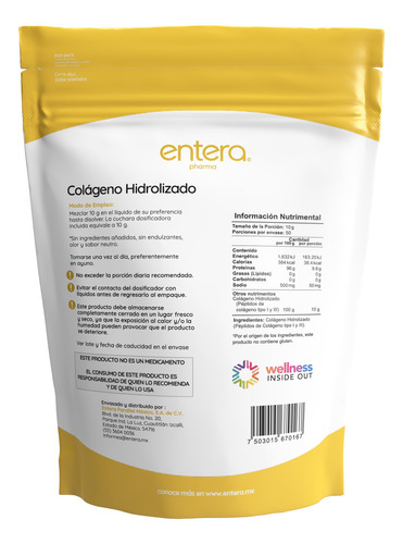 Colágeno Hidrolizado Entera Sin Sabor Tipo 1 Y 3 Sin Azúcar