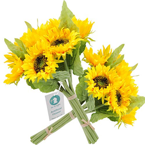 Flores Artificiales 2 Piezas De Girasoles De 14'' 7 Pie...