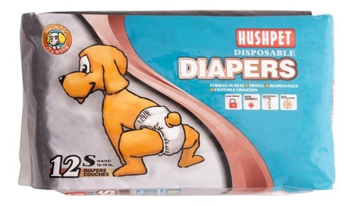 Pañal Perro Pequeño Desechable X12un Talla S Hushpet Diapers