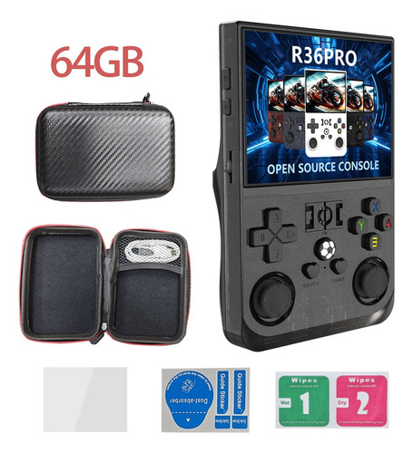 Console De Jogo Retrô Portátil R36pro De 64 Gb Com Tela Hd D
