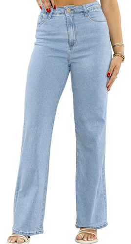 Calça Feminina Wide Leg Consciencia Jeans Azul-claro