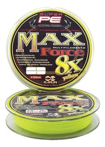 Linha Multifilamento 8x 0,45mm Max Force Amarela 150 Metros
