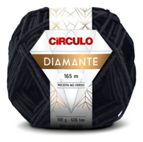 Lã Fio Diamante Círculo 165m 100g (tex 606) Cor 8990 - Preto