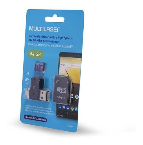 Cartão De Memória Adaptador Usb Dual Drive Sd 64gb 80 Mb/s