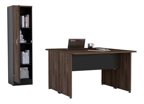 Mesa Escritorio Doble + Biblioteca 1p Home Office