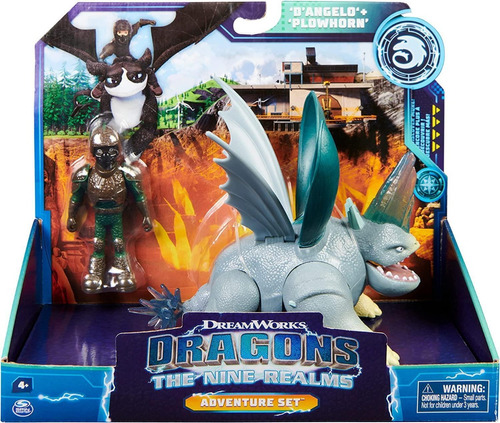 Muñeco Figura Dragons Dangelo + Plowhorn Nine Realms Premium