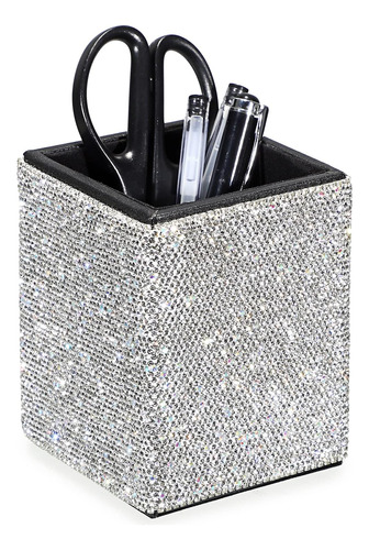 Crystal Glitter Pen Holder For Desk Shiny Pencil Pot Ho...