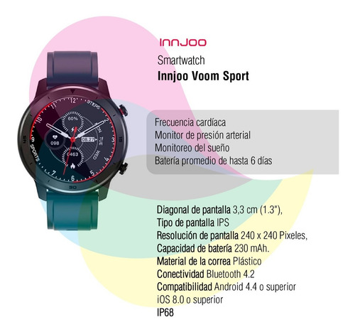 Imagen 2 de 9 de Smartwatch Innjoo Voom Sport Verde Ip68