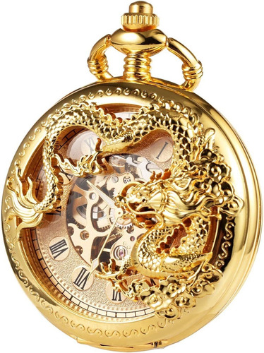 Reloj De Bolsillo Mecánico De Esqueleto Antiguo Para
