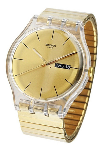 Reloj Swatch Malla Elastizada Dorado Suok702 Dazzling Light