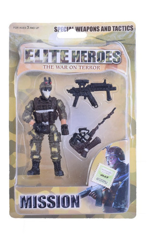 Muñeco Soldado Con Equipamiento 10 Cm Mission Elite Heroes 1