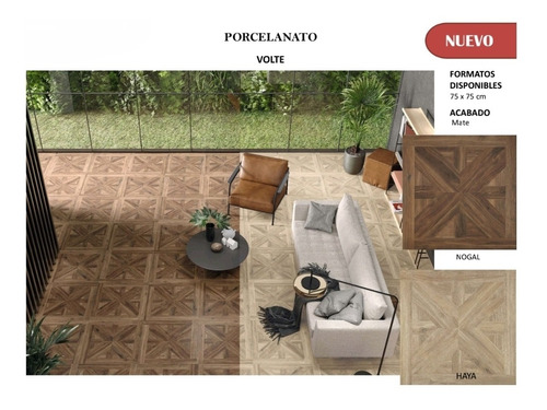 Eu. Porcelanato Español Volte Nogal  Rect 75x75 Caja 1.125mt