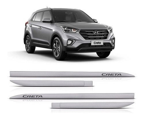 Jogo Friso Lateral 4 Peças Hyundai Creta 2016 A 2021 Prata