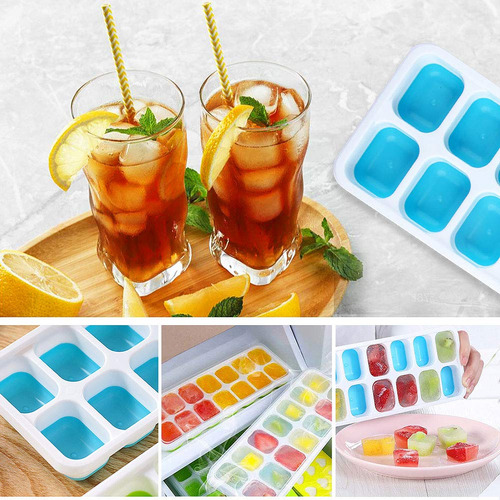 Bandejas Para Cubitos De Hielo 4 Pcs Apilables Sin Bpa Azul
