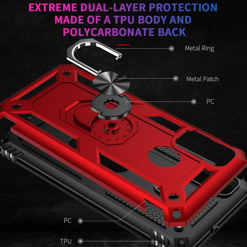 Funda Uso Rudo Golpes Para Huawei P Smart 2020 Carcasa +mica Rojo Huawei P Smart 2020