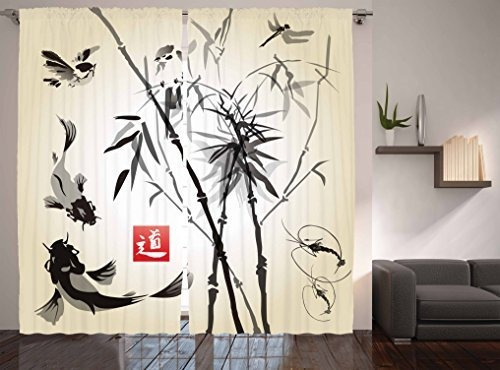 Ambesonne - Cortinas Japonesas, Diseño De Jardín Tradicional