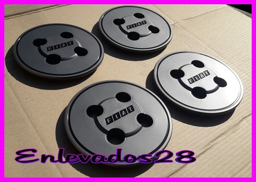 Juego X 4 Tazas /centro Llanta Fiat 128/147/uno/ Gris Oscuro