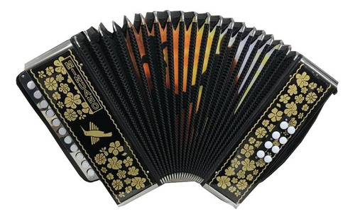 Acordeon 8 Baixos Minuano 8/21 Preto Floral ( Gaita De Botão