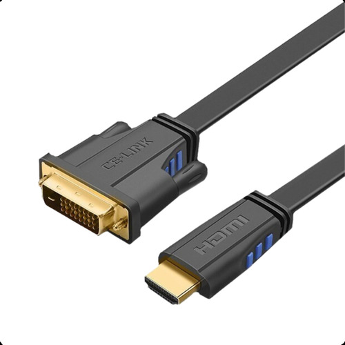 Cabo Hdmi X Dvi 24+1 De 10m Hdmatters Flat Robusto | Full Hd 1080p | Blindagem Avançada | Contatos Ouro | Instalação Fácil | Design Anti-enrosco