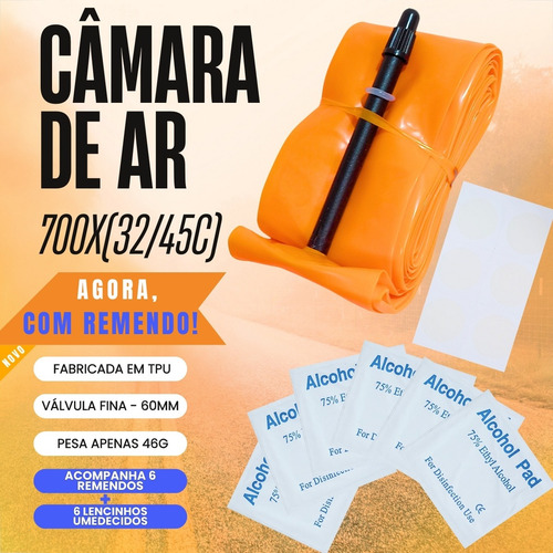 Kit Camara 700x32/45 Remendo Tpu Speed Road Tubolito Tipo da válvula Presta