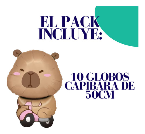 Globos Capibara Animal Carpincho 24 Pulgadas Deco Fiesta X10