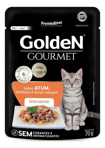 Ração Úmida Sachê Golden Gourmet Sabor Atum Para Gatos Adult