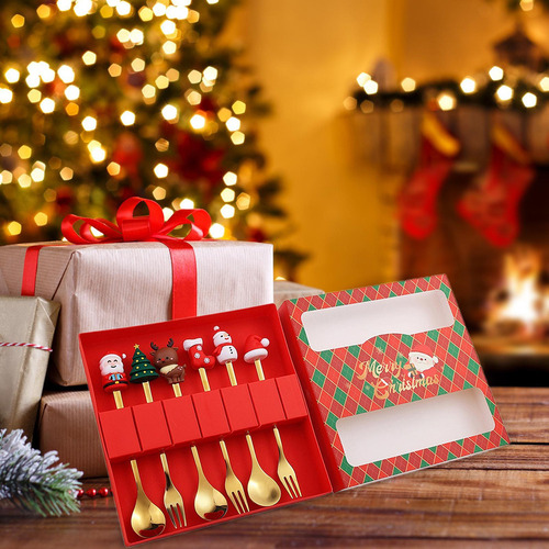 Juego De Cucharas Y Tenedores Navideños, 6 Piezas