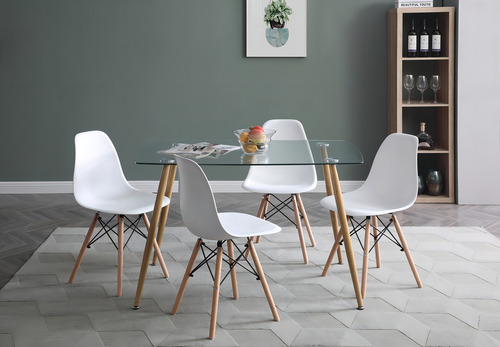 Mesa De Comedor De Cristal Templado Con 4 Sillas Sarpsborg B